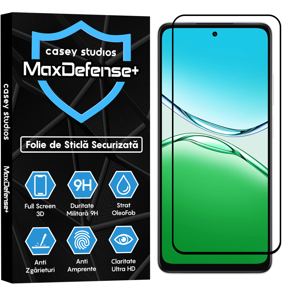 Folie Sticla MaxDefense+ - Oppo A5 Pro 5G - Negru