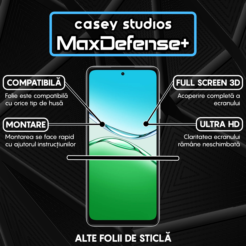 Folie Sticla MaxDefense+ - Oppo A5 Pro 5G - Negru