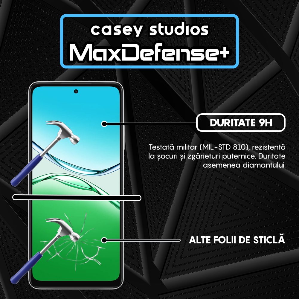 Folie Sticla MaxDefense+ - Oppo A5 Pro 5G - Negru