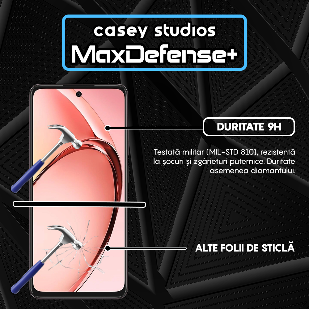Folie Sticla MaxDefense+ - Oppo A60 - Negru