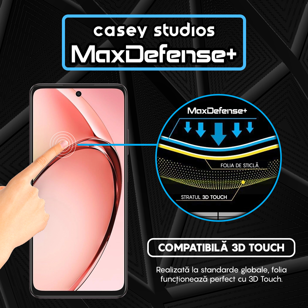 Folie Sticla MaxDefense+ - Oppo A60 - Negru
