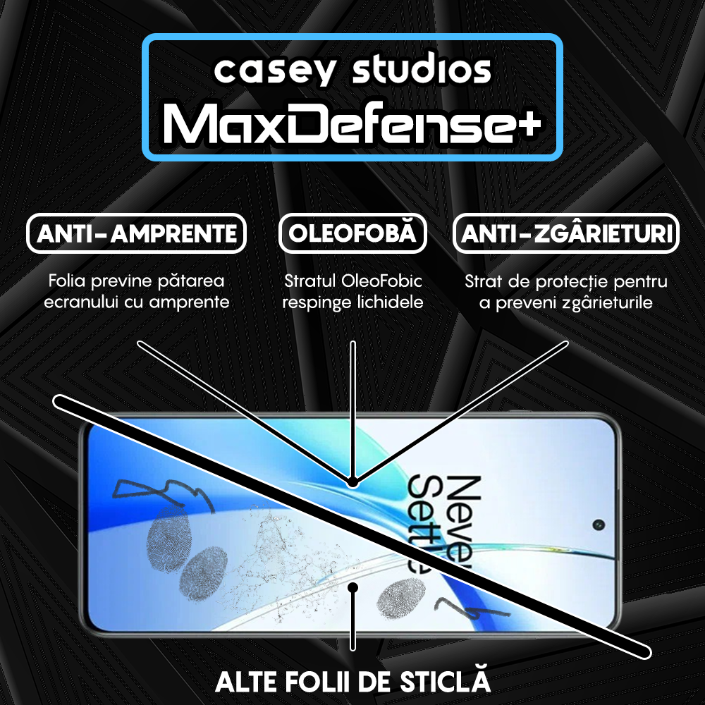 Folie Sticla MaxDefense+ - OnePlus Ace 2 - Negru