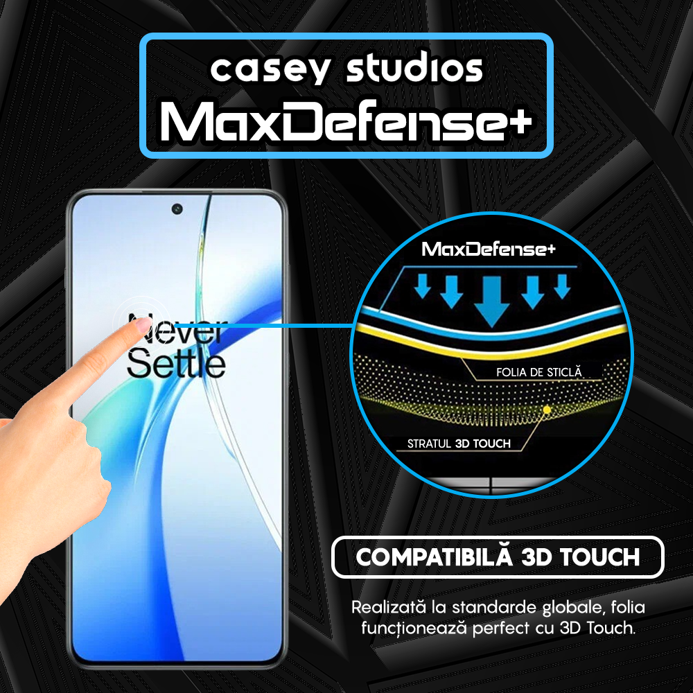 Folie Sticla MaxDefense+ - OnePlus Ace 2 - Negru