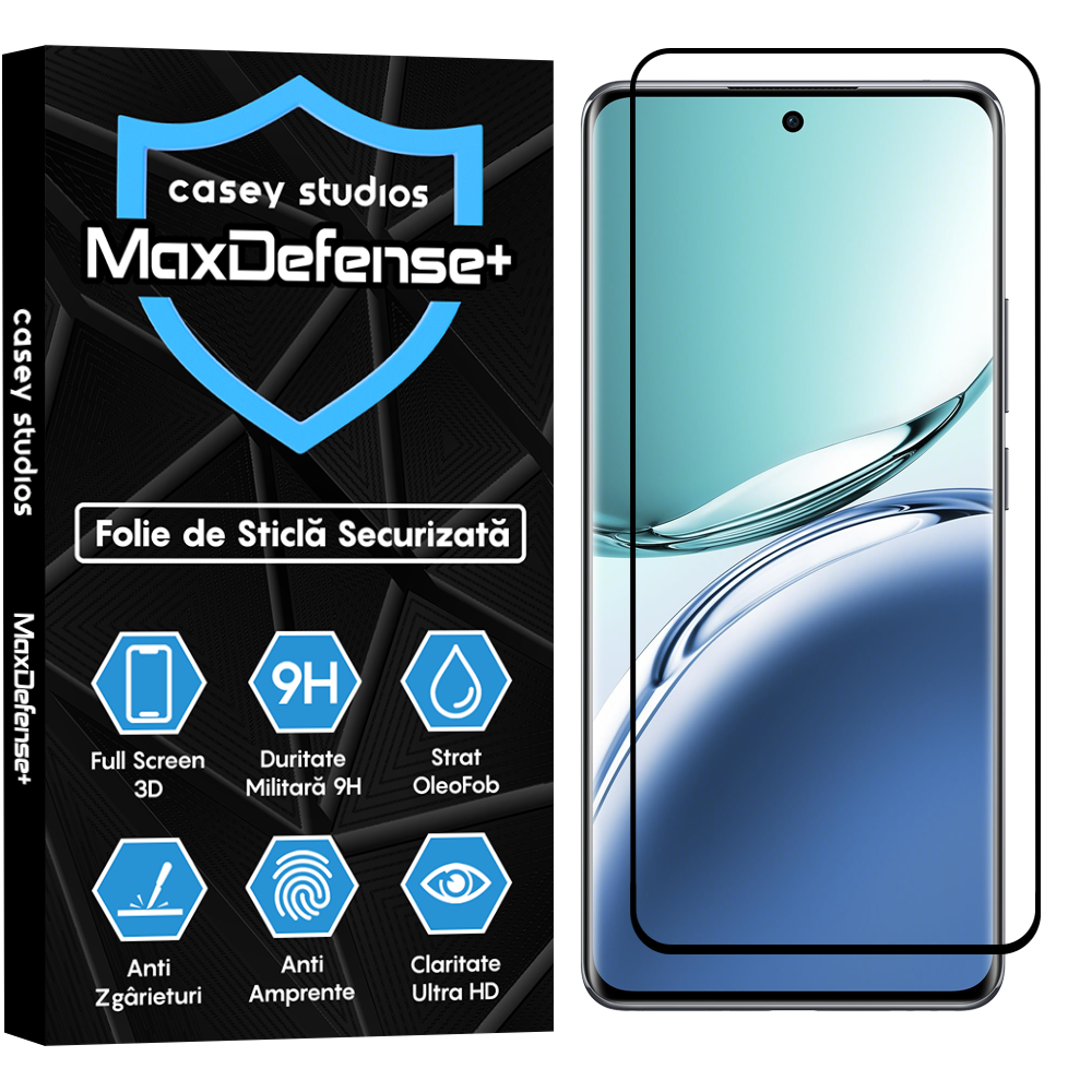 Folie Sticla MaxDefense+ - Oppo F27 Pro Plus - Negru