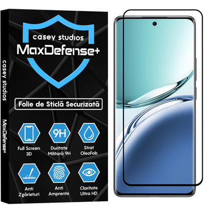 Folie Sticla MaxDefense+ - Oppo F27 Pro Plus - Negru