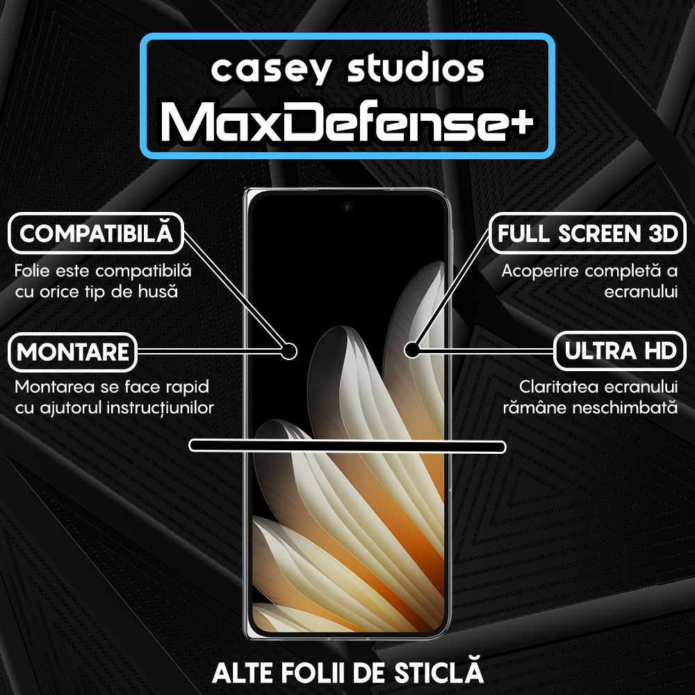Folie Sticla MaxDefense+ - Oppo Find N5 - Negru