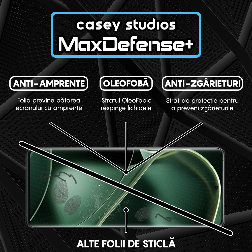 Folie Sticla MaxDefense+ - Oppo Find X6 - Negru