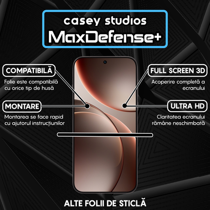 Folie Sticla MaxDefense+ - Oppo Find X9 Pro - Negru