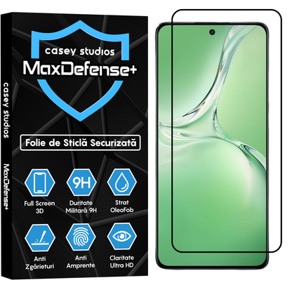Folie Sticla MaxDefense+ - Oppo K12 - Negru