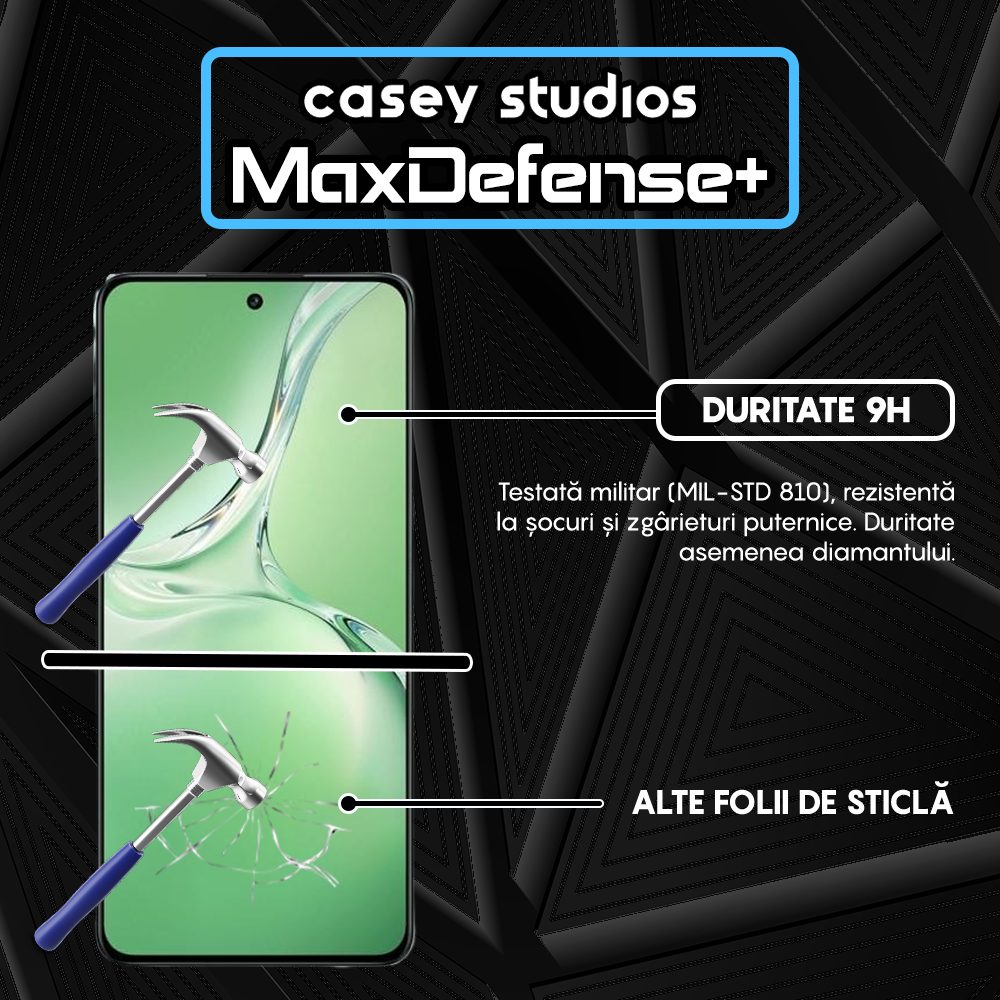 Folie Sticla MaxDefense+ - Oppo K12 - Negru