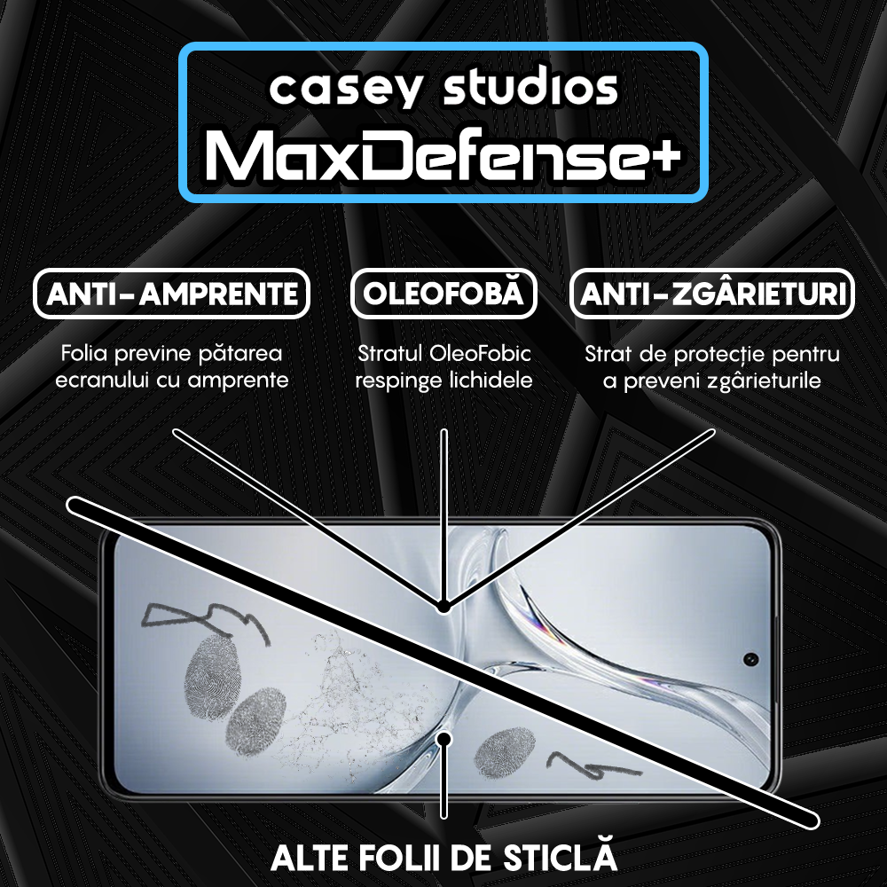 Folie Sticla MaxDefense+ - Oppo K12x - Negru