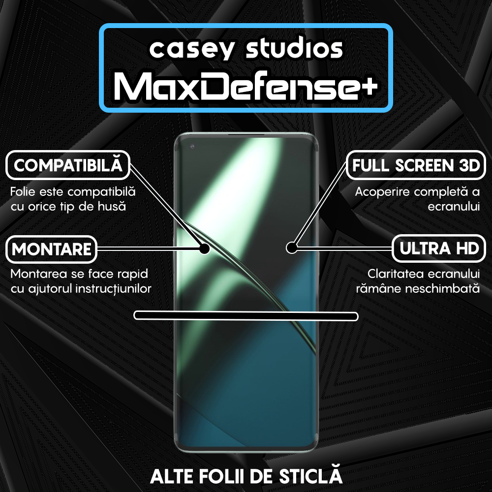 Folie Sticla MaxDefense+ - OnePlus 10 Pro/11 - Negru