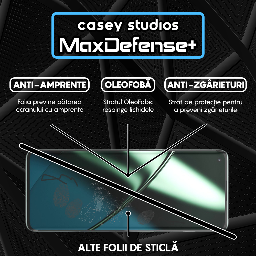 Folie Sticla MaxDefense+ - OnePlus 10 Pro/11 - Negru