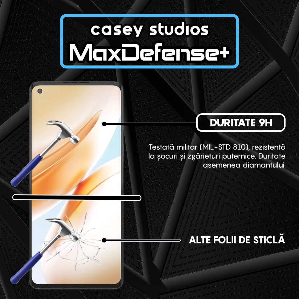 Folie Sticla MaxDefense+ - OnePlus 8 - Negru