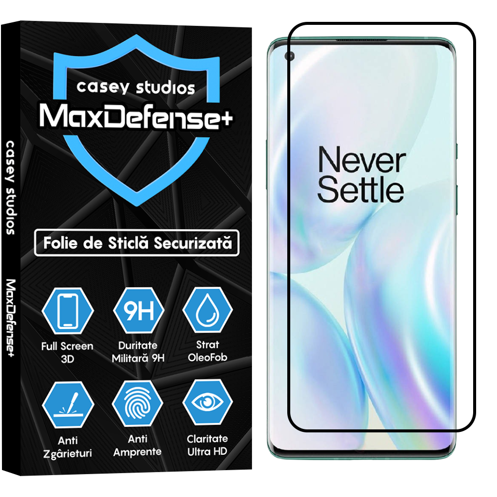 Folie Sticla MaxDefense+ - OnePlus 8 Pro - Negru
