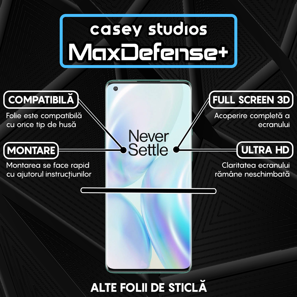 Folie Sticla MaxDefense+ - OnePlus 8 Pro - Negru