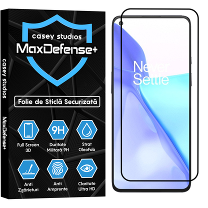 Folie Sticla MaxDefense+ - OnePlus 9 - Negru