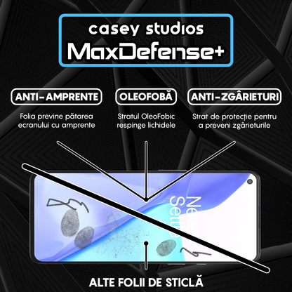 Folie Sticla MaxDefense+ - OnePlus 9 - Negru
