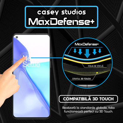 Folie Sticla MaxDefense+ - OnePlus 9 - Negru