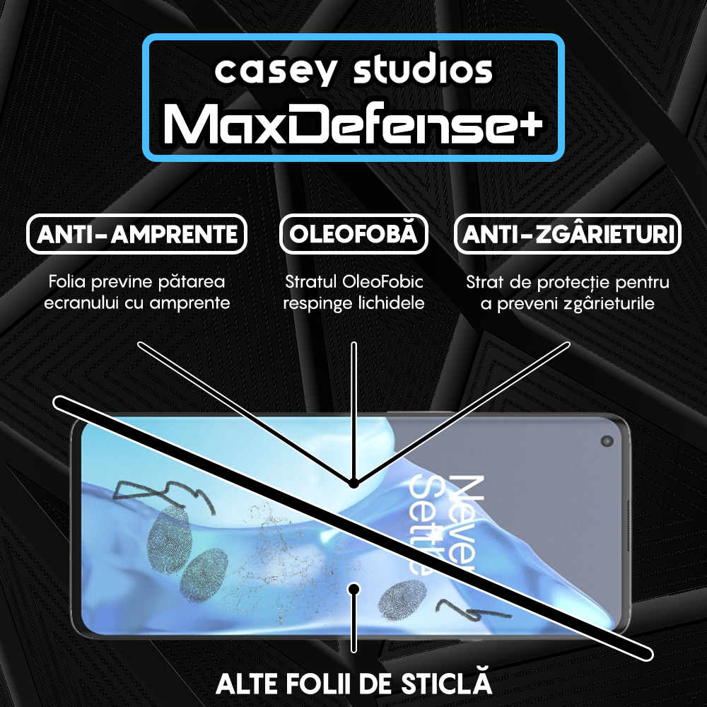 Folie Sticla MaxDefense+ - OnePlus 9 Pro - Negru