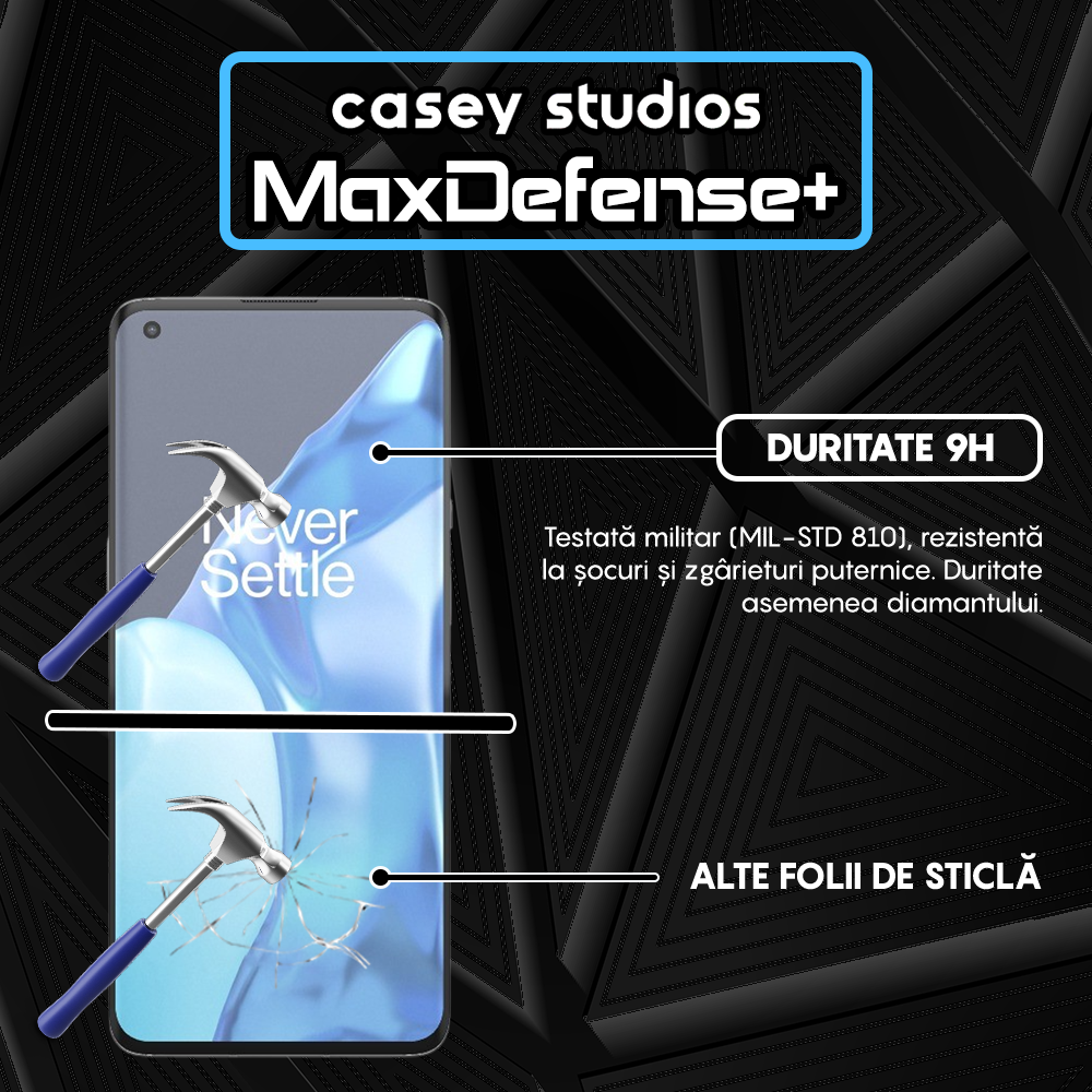 Folie Sticla MaxDefense+ - OnePlus 9 Pro - Negru
