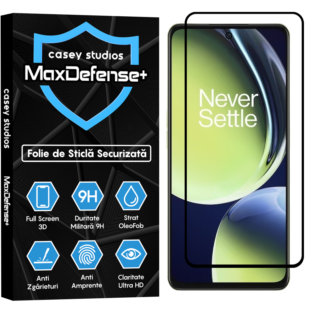 Folie Sticla MaxDefense+ - OnePlus Nord CE3 - Negru
