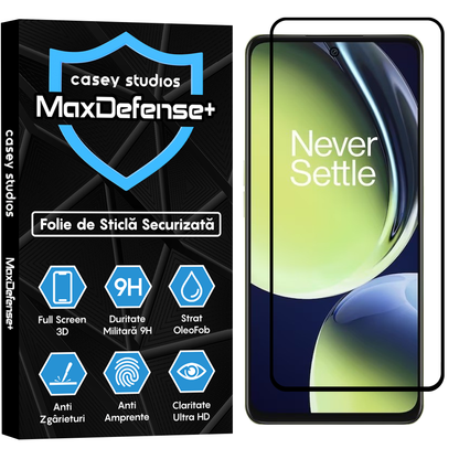 Folie Sticla MaxDefense+ - OnePlus Nord CE3 - Negru