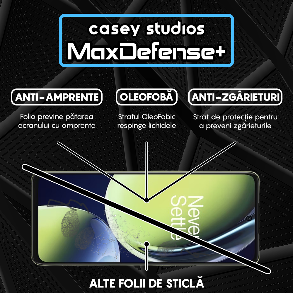 Folie Sticla MaxDefense+ - OnePlus Nord CE3 - Negru
