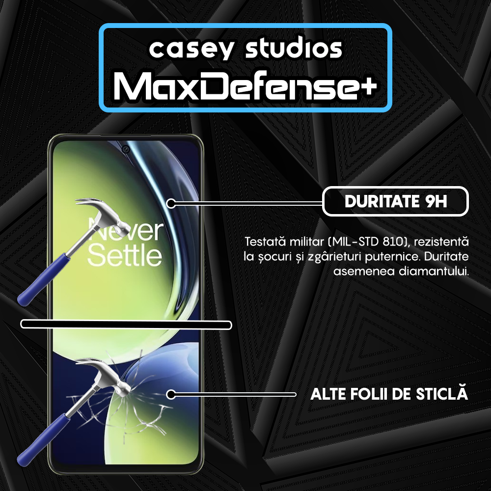 Folie Sticla MaxDefense+ - OnePlus Nord CE3 - Negru