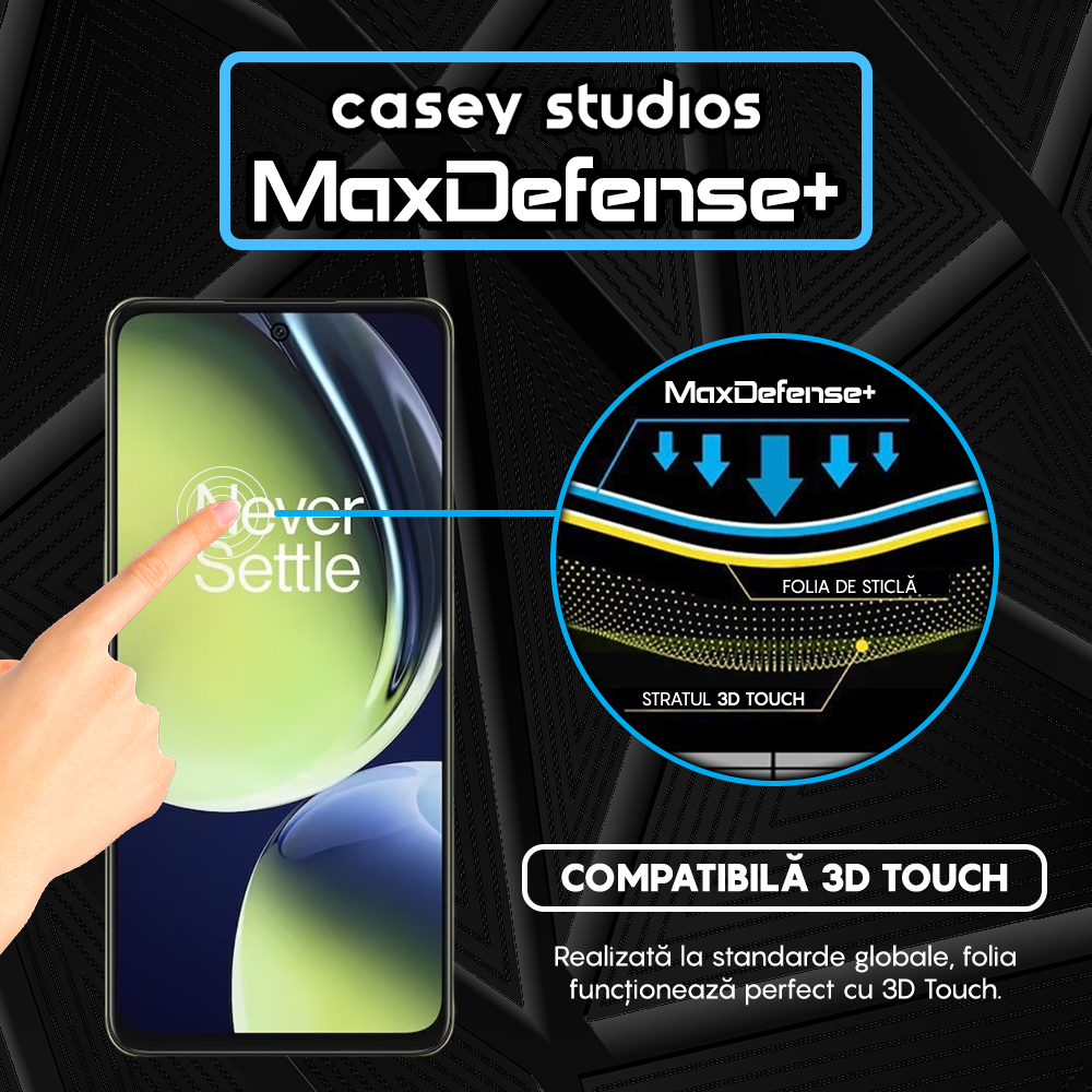 Folie Sticla MaxDefense+ - OnePlus Nord CE3 - Negru
