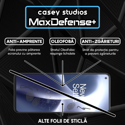 Folie Sticla MaxDefense+ - OnePlus Nord 2T/Nord CE 5G - Negru