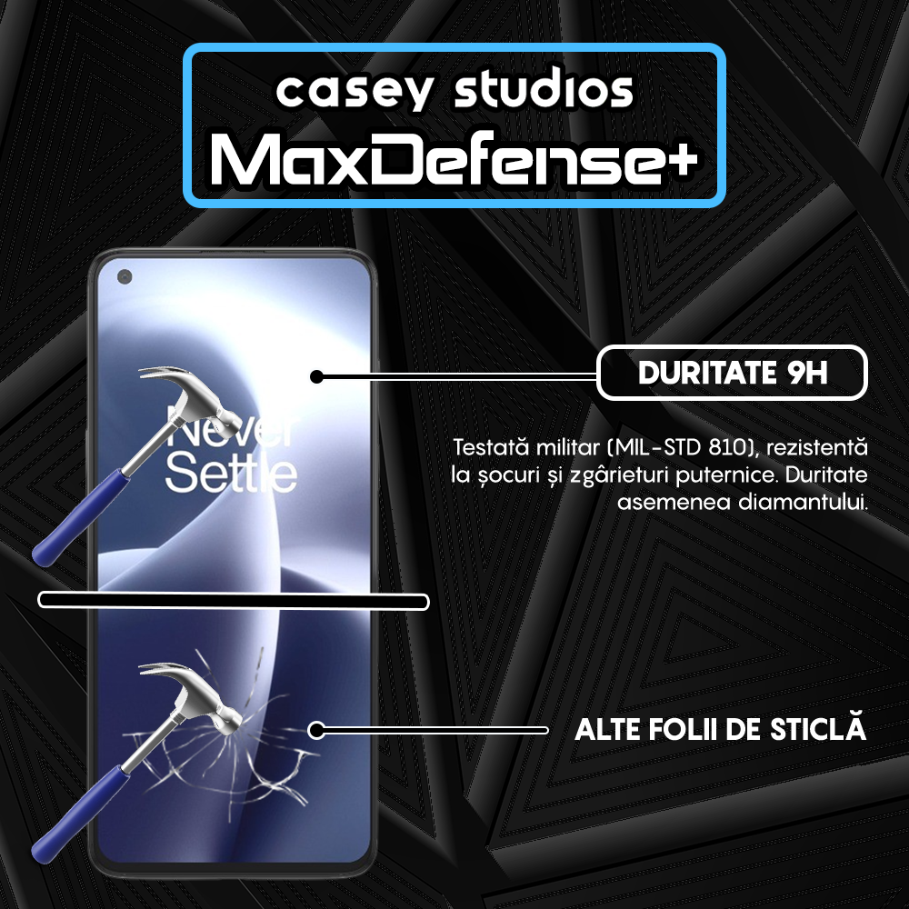 Folie Sticla MaxDefense+ - OnePlus Nord 2T/Nord CE 5G - Negru