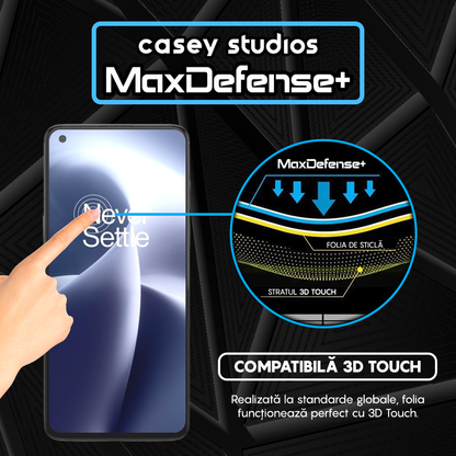 Folie Sticla MaxDefense+ - OnePlus Nord 2T/Nord CE 5G - Negru
