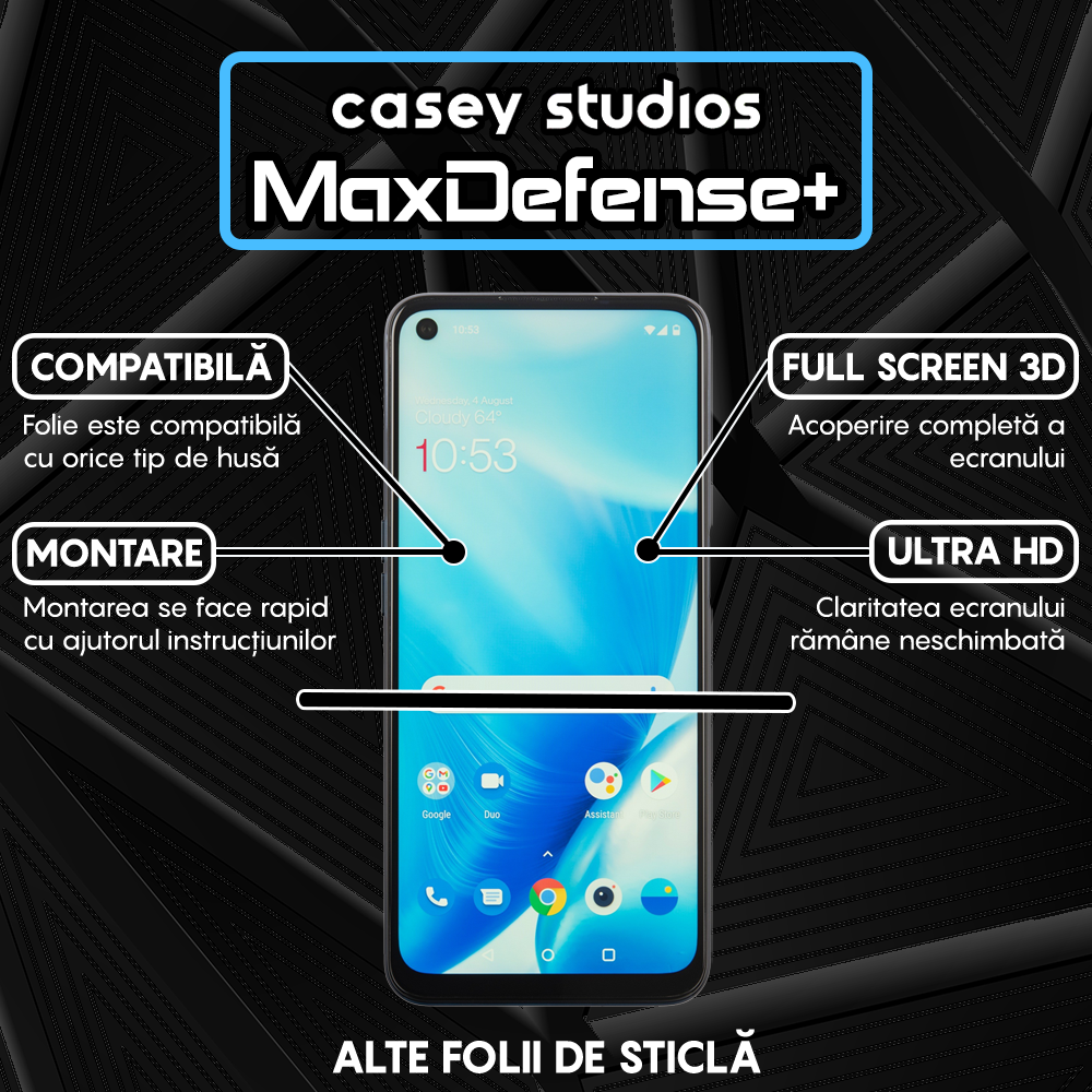 Folie Sticla MaxDefense+ - OnePlus Nord N20 5G/Nord N200 5G - Negru