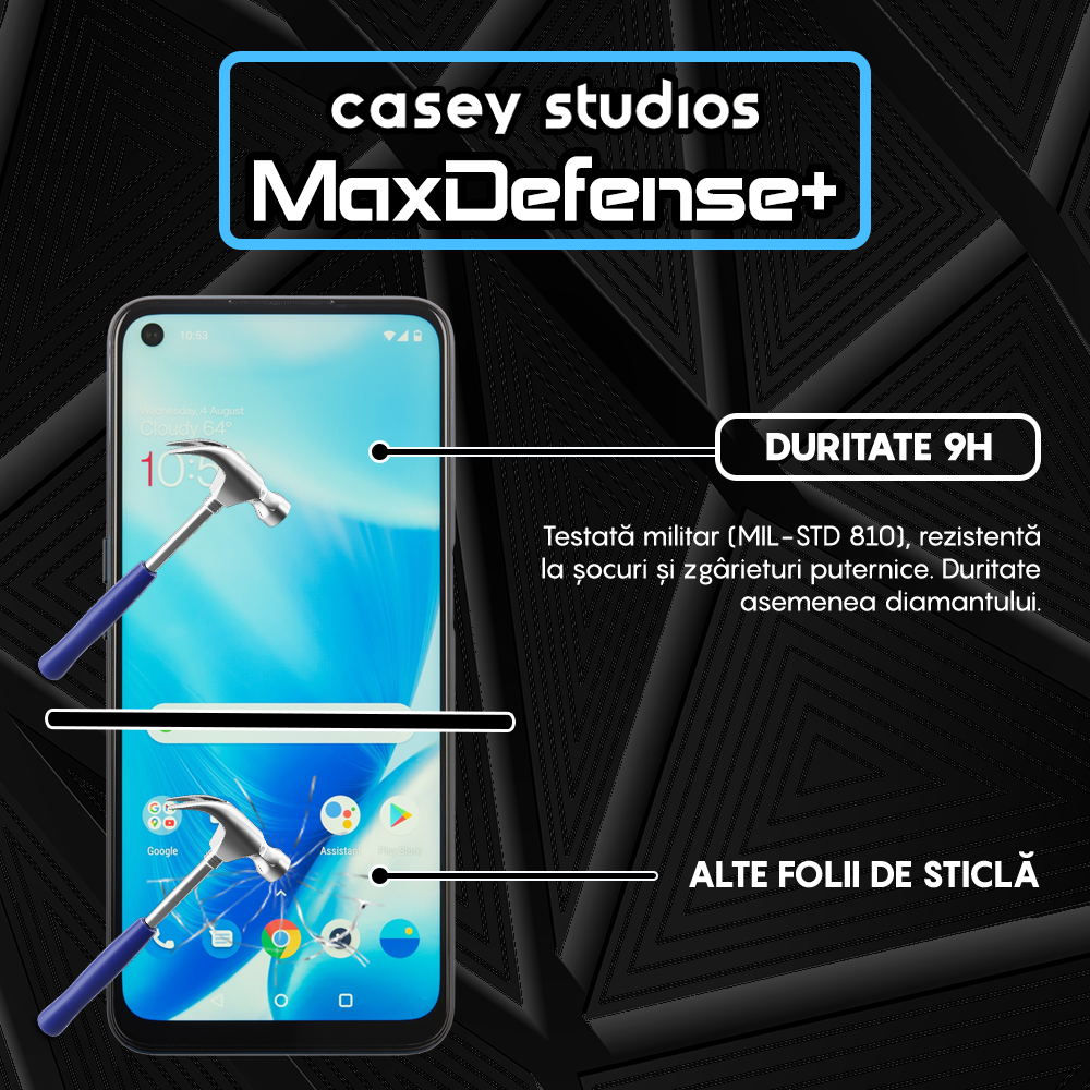 Folie Sticla MaxDefense+ - OnePlus Nord N20 5G/Nord N200 5G - Negru