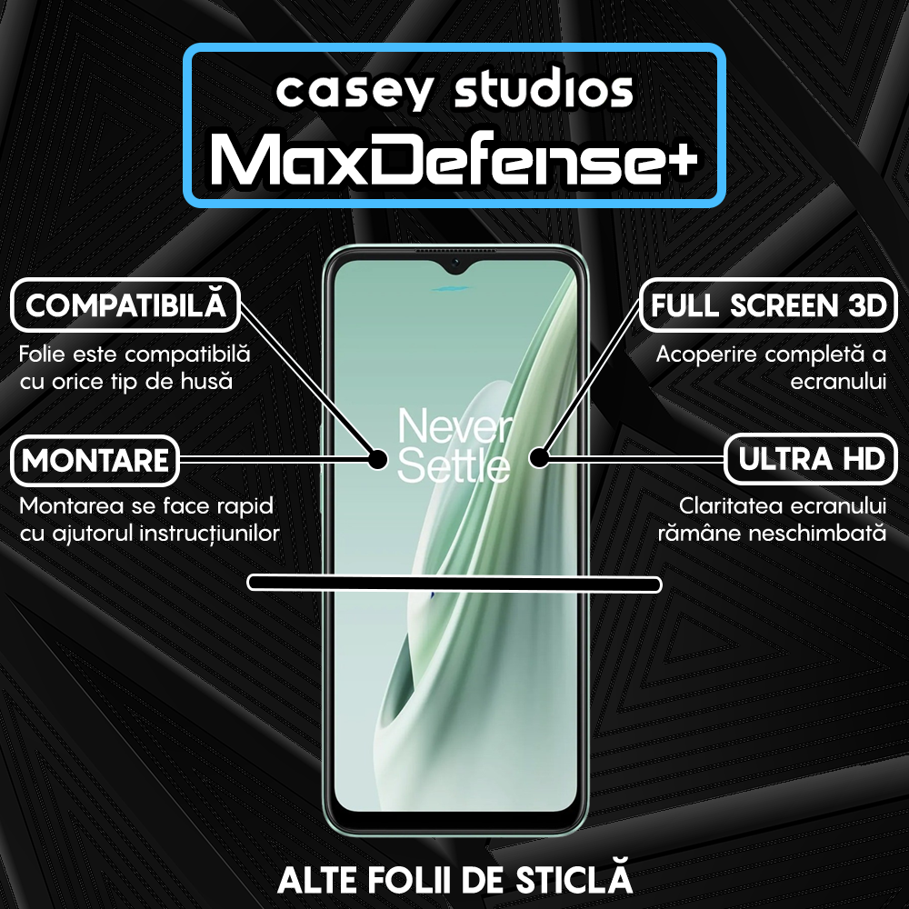Folie Sticla MaxDefense+ - OnePlus Nord N20 SE - Negru