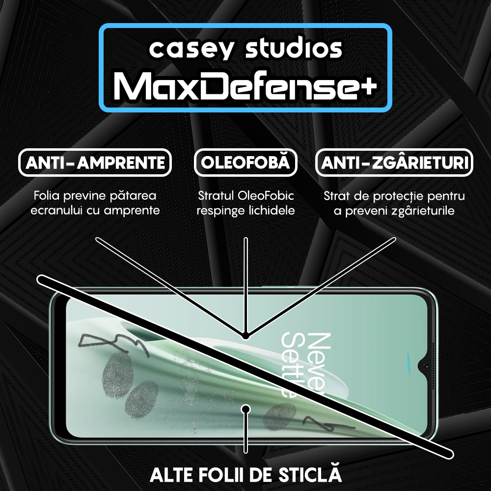 Folie Sticla MaxDefense+ - OnePlus Nord N20 SE - Negru