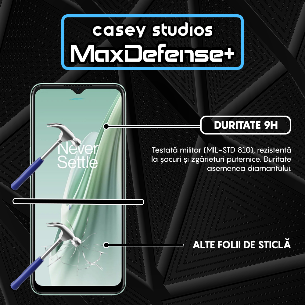 Folie Sticla MaxDefense+ - OnePlus Nord N20 SE - Negru