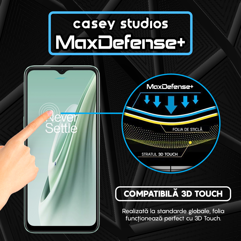 Folie Sticla MaxDefense+ - OnePlus Nord N20 SE - Negru
