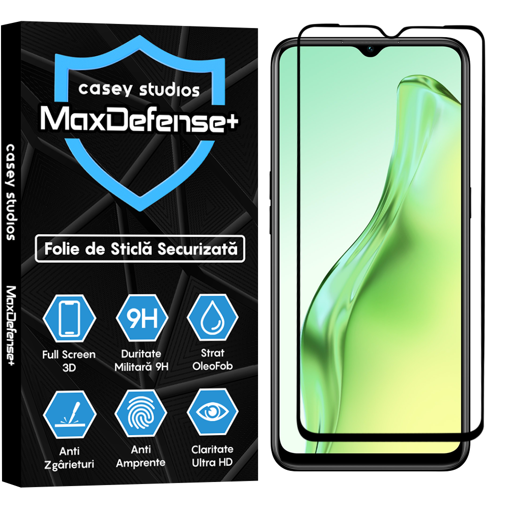Folie Sticla MaxDefense+ - Oppo A31 - Negru