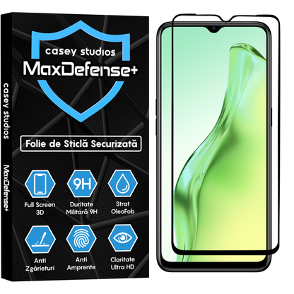 Folie Sticla MaxDefense+ - Oppo A31 - Negru