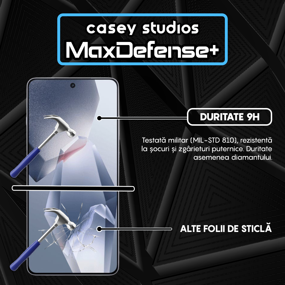 Folie Sticla MaxDefense+ - OnePlus Ace 5 - Negru