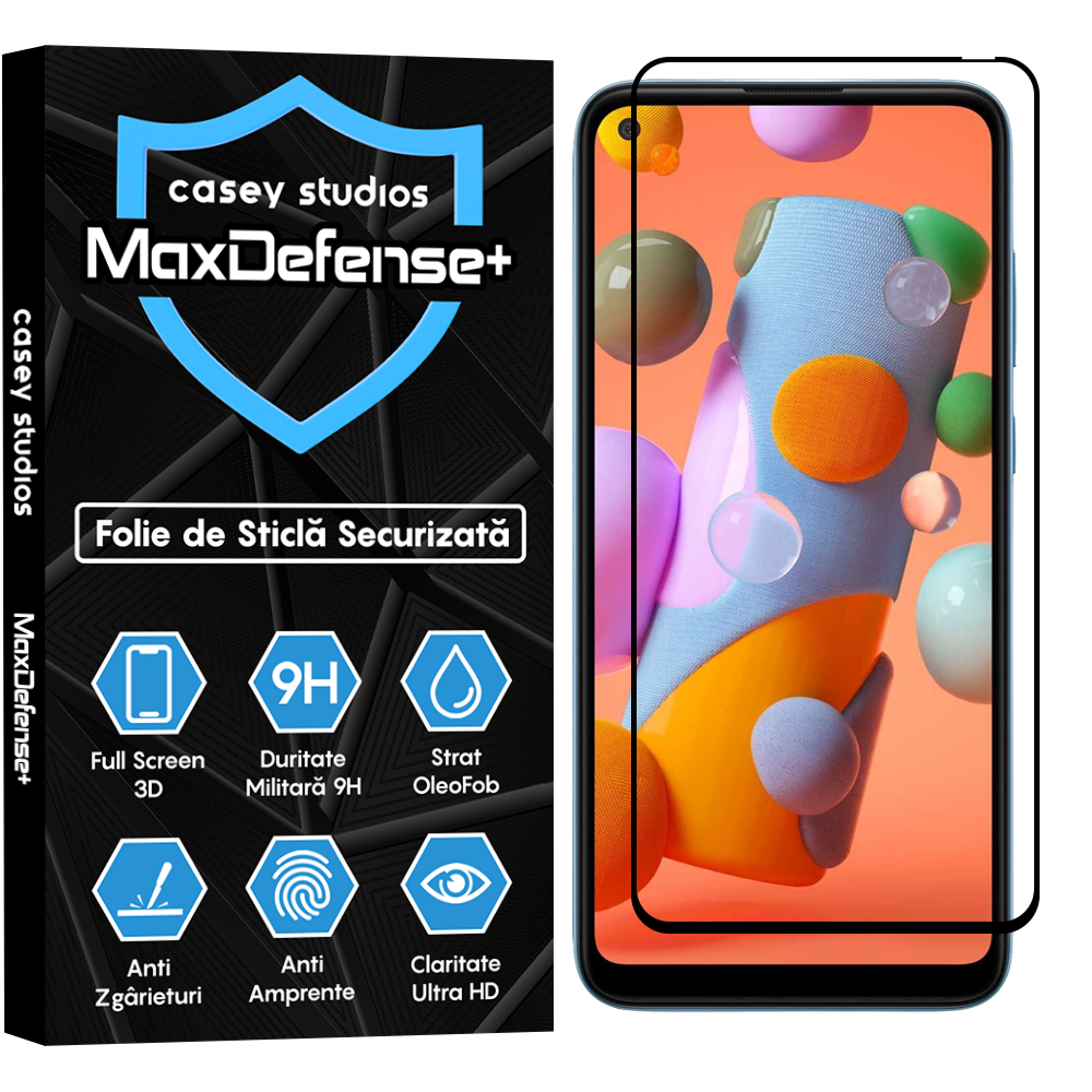 Folie Sticla MaxDefense+ - Oppo A52/A72 4G - Negru