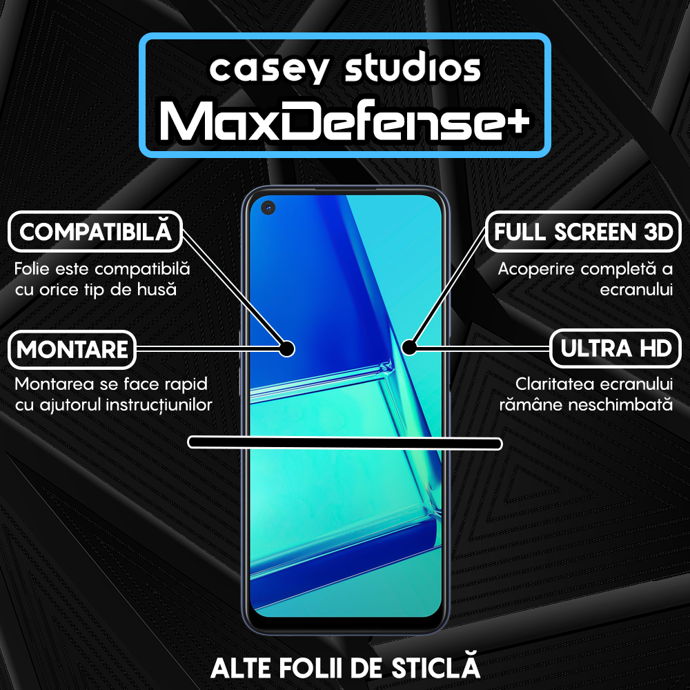 Folie Sticla MaxDefense+ - Oppo A52/A72 4G - Negru