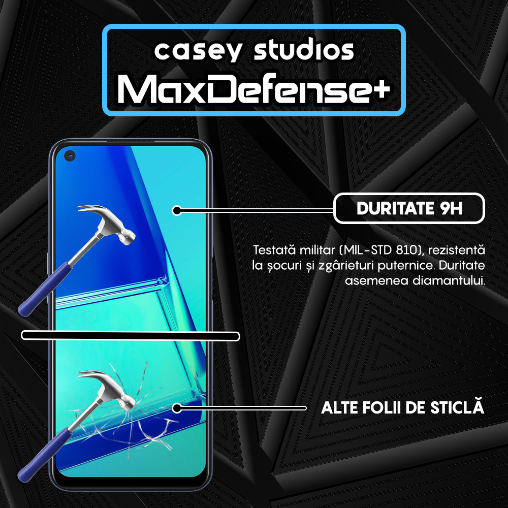 Folie Sticla MaxDefense+ - Oppo A52/A72 4G - Negru