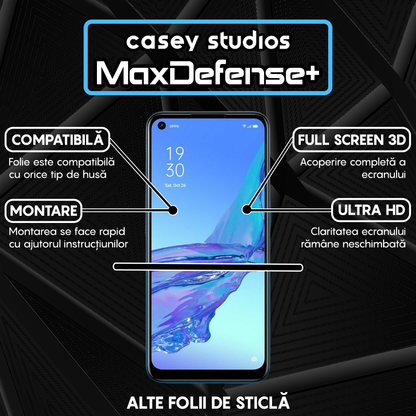 Folie Sticla MaxDefense+ - Oppo A53/A53s - Negru