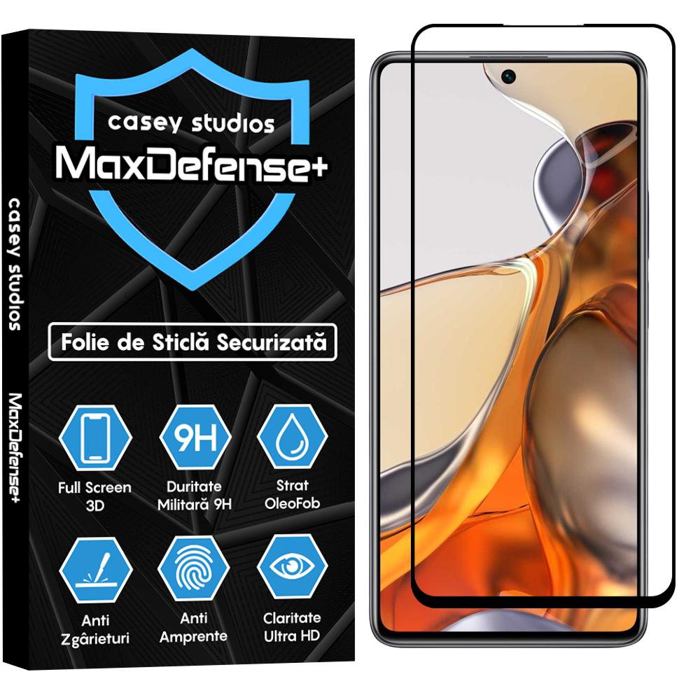 Folie Sticla MaxDefense+ - Oppo A74 4G/A94 4G/A94 5G/A95/Find X5 Lite/Reno5 Lite/Reno5 Lite/Reno5 Z/Reno7 5G - Negru