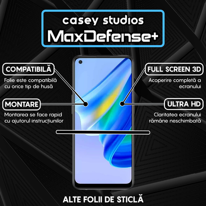 Folie Sticla MaxDefense+ - Oppo A74 4G/A94 4G/A94 5G/A95/Find X5 Lite/Reno5 Lite/Reno5 Lite/Reno5 Z/Reno7 5G - Negru