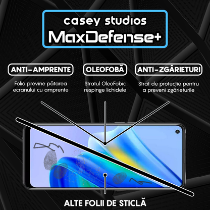 Folie Sticla MaxDefense+ - Oppo A74 4G/A94 4G/A94 5G/A95/Find X5 Lite/Reno5 Lite/Reno5 Lite/Reno5 Z/Reno7 5G - Negru