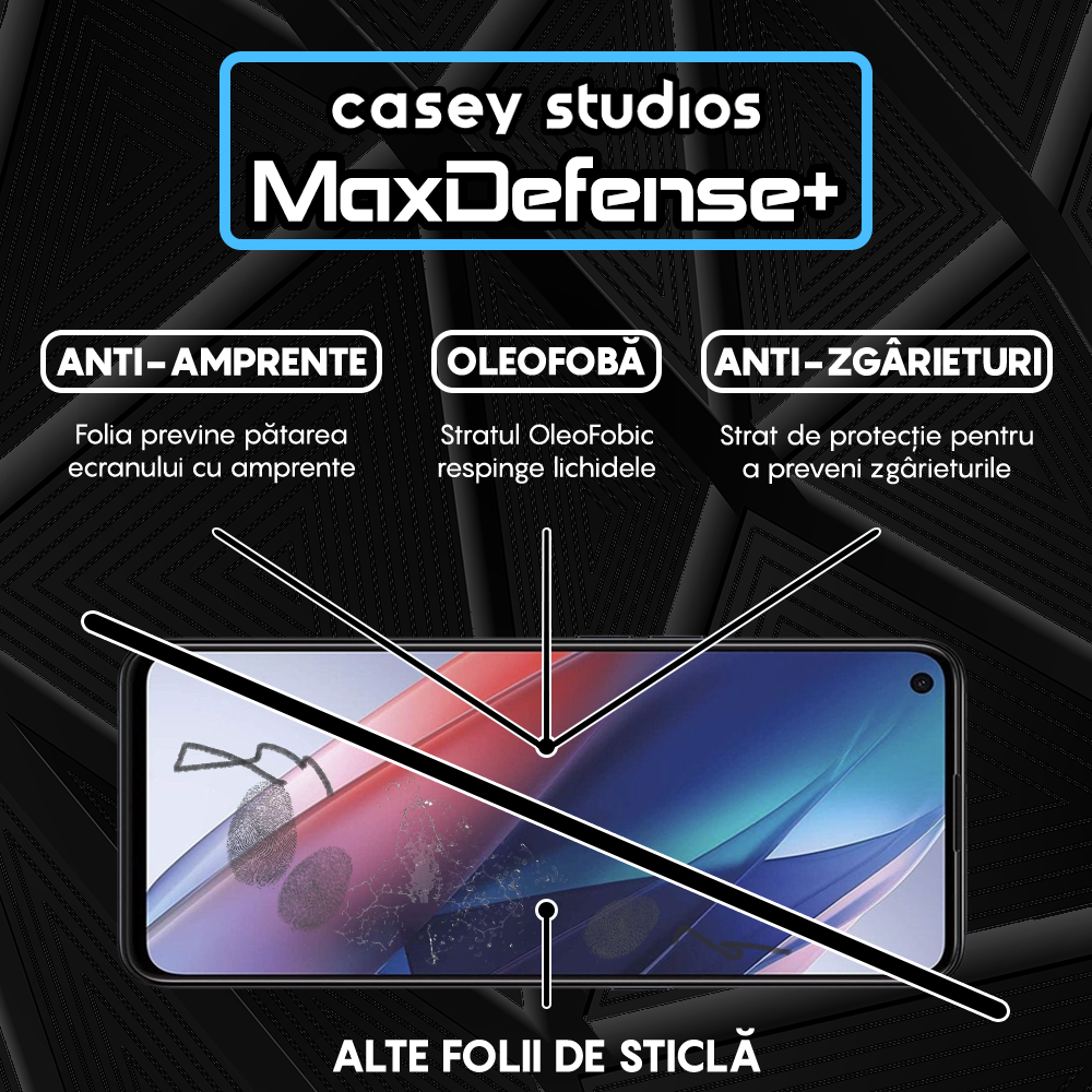 Folie Sticla MaxDefense+ - Oppo Find X3 Lite/Reno5 5G - Negru